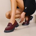 thumbnail image 3 of Miluxas Womens Loafers Comfortable Chunky Heel Business Casual Dress Shoes Fashion Leather Women's Loafers Wine 6.5(38), 3 of 7