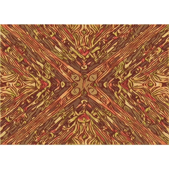 Ahgly Company Machine Washable Indoor Rectangle Transitional Orange Area Rugs, 4' x 6'