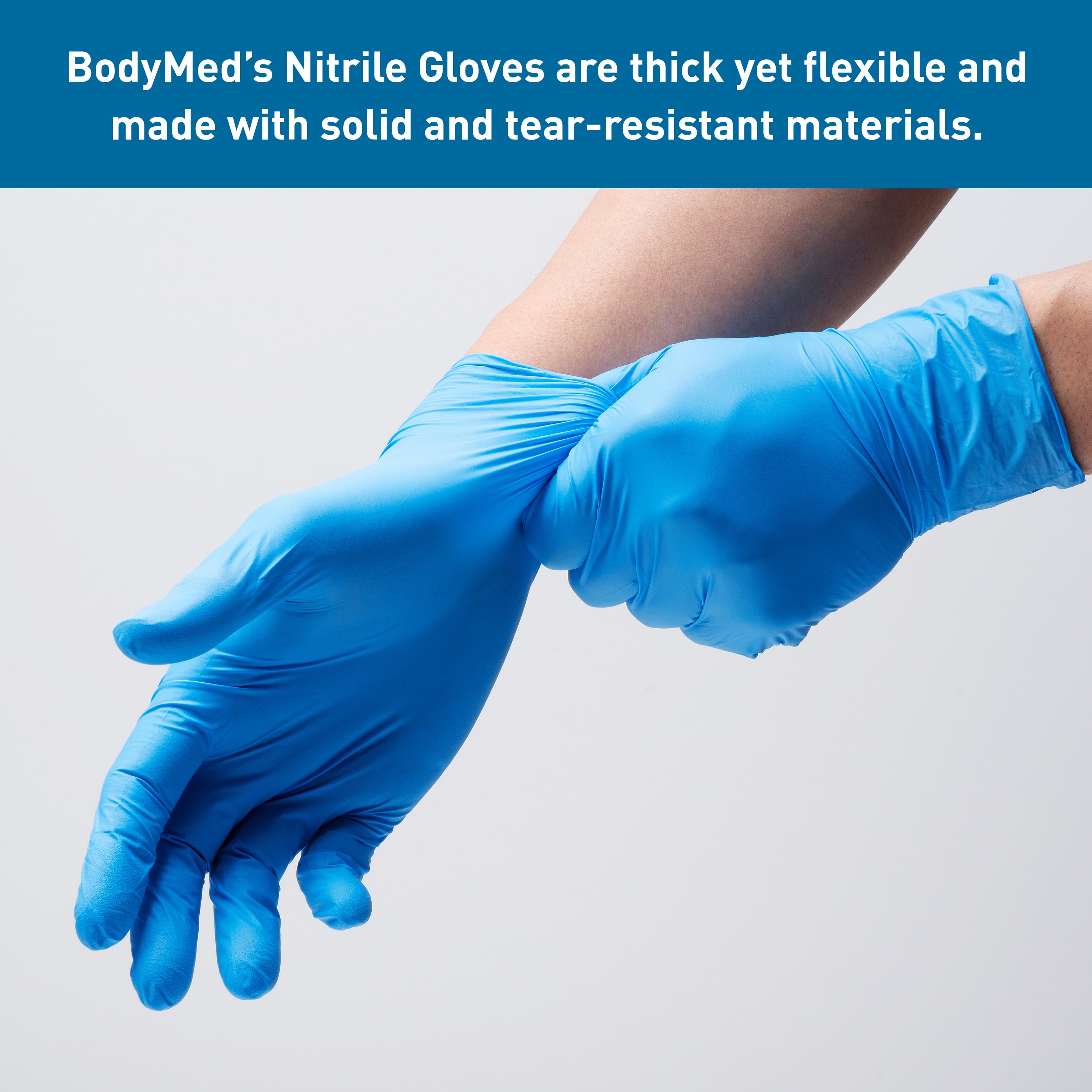 BodyMed Nitrile Gloves for Exam and Home Use, Medium, 1,000 Count - Latex & Powder Free Disposable Gloves for Medical