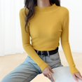 thumbnail image 4 of Suéter de Punto para Mujer Ligero Pullover Básico Manga Larga Casual Ropa de Cálido Suéter Delgado Jersey para Otoño Invierno Amarillo Macarena Suéter de punto de mujer, 4 of 8