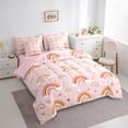 thumbnail image 3 of Manfei Pink Rainbow Bedding Comforter Set 7 Pieces for Child Girl, Kawaii Love Heart Print Queen Bedding Sets, Dreamy Princess Queen Sheet Sets, Lightweight Room Decor, 3 of 8