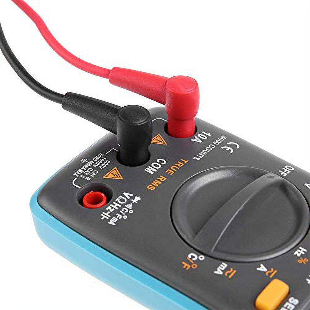 Auto-Ranging Digital Multimeter with 4000 Counts and Backlit LCD Display, Measures AC/DC Voltage and Current, Resistance, Capacitance, Frequency, Duty Cycle, Diode, Continuity