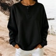 thumbnail image 2 of HAiming Fall Winter Sweatshirts for Women Long Sleeve Button Scoop Neck Loose Solid Color Casual Shirts Workout Tops, 2 of 5