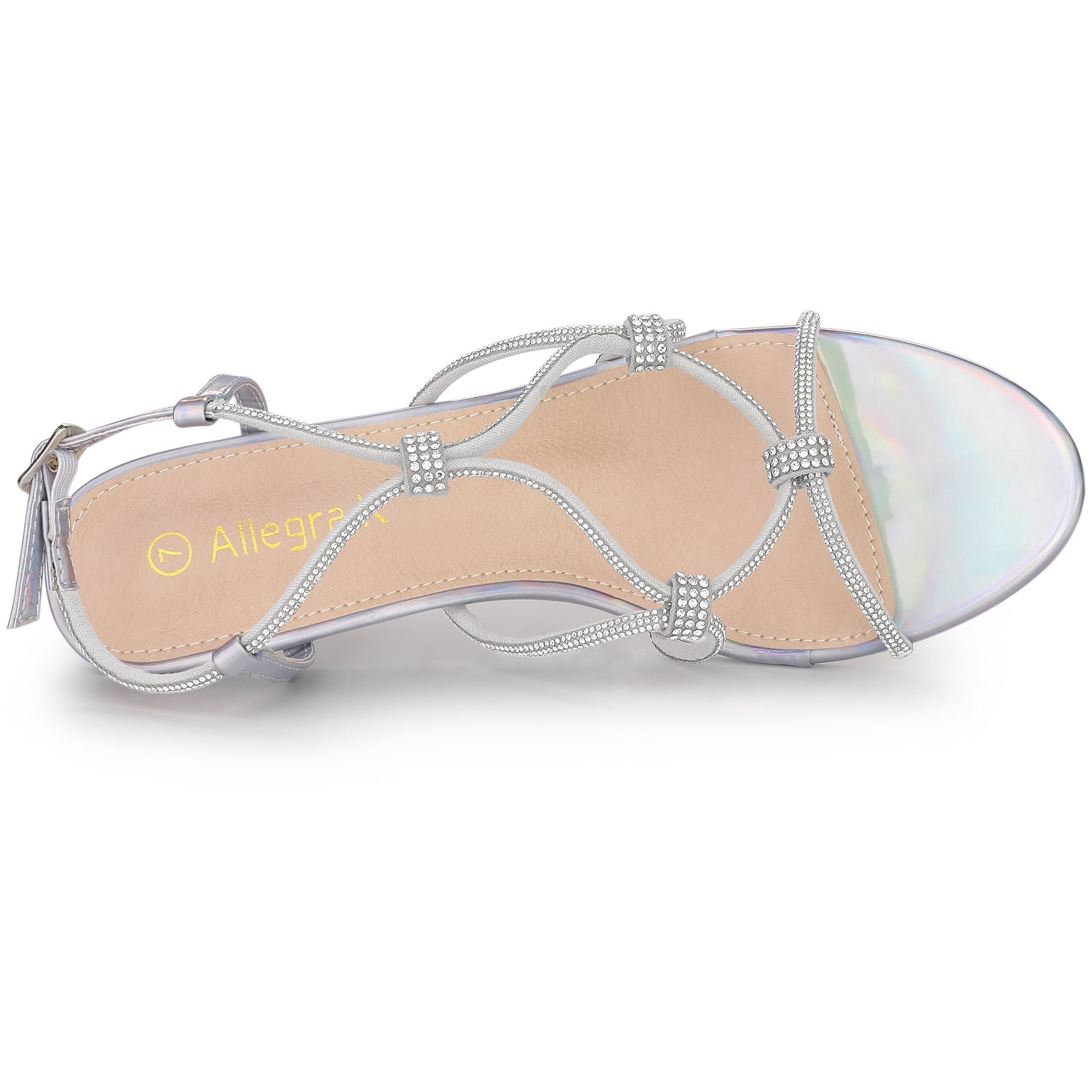 Unique Bargains Women's Rhinestone Strappy Slingback Kitten Heels Sandals