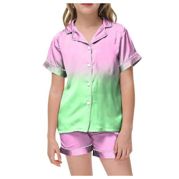 Godom Pajama Set for Kid Girls Trendy Tie Dye Pajama Shirt Shorts PJ Jammies 2 Piece PJS Sets Tween Clothes
