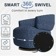 thumbnail image 2 of RoyalCraft Swivel Accent Chair, Fully Assembled Round Barrel Chairs, Oversized Upholstered Armchair with 360-Degree Base, Modern Club Chair for Living Room, Bedroom, Office, Blue, 2 of 6