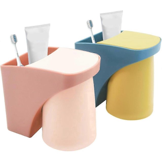 Wall Mounted Toothbrush Holder For Bathrooms With Magnetic Cup, Toothbrush Holder Wall Without Drilling, Pack Of 2 Electric Toothbrush Holder For Fami