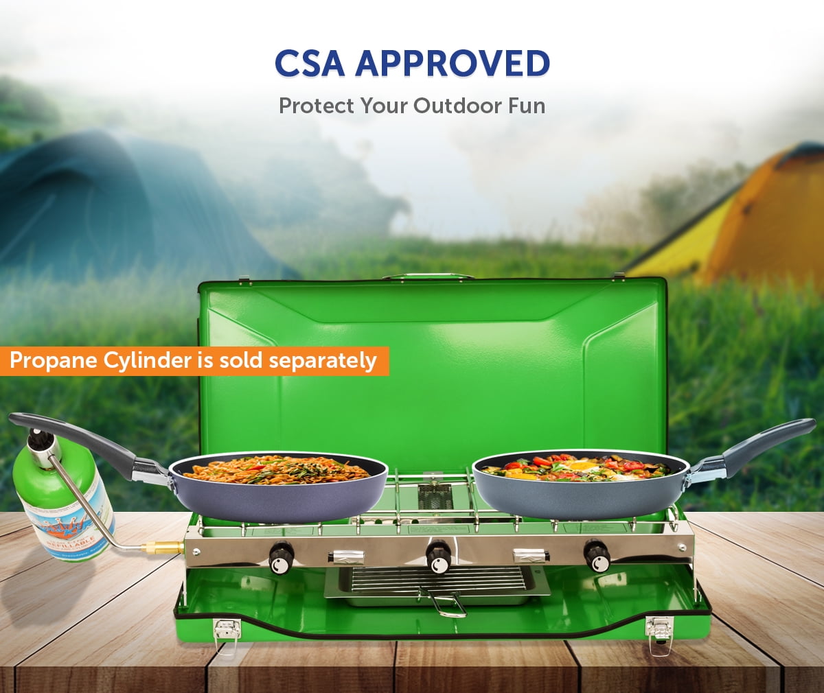 Flame King 3-Burner Portable Camping Stove Grill, Great for Outdoor Cooking, Backpacking