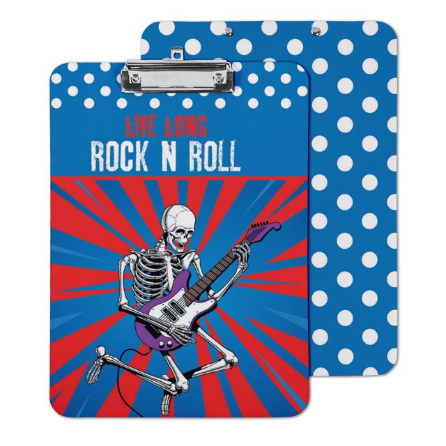 Inkdotpot Dry Erase Double Sided Clipboard Skull Music Printed Paperboard Clipboard With Free Marker & Duster