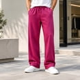 thumbnail image 2 of Men's Straight Leg Sweatpants Elastic Waist Drawstring Loose Fit Open Bottom with Pockets Lounge Pants, 2 of 4