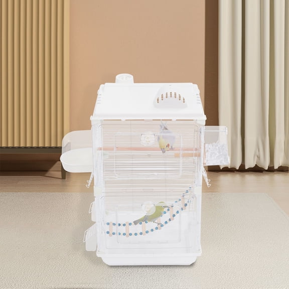 Bird Cage, Two-tier Bird Cage, Parakeets Cage for Budgies, Canaries, Peony Birds, Black Phoenix Birds (15.74*11.02*27.95in)