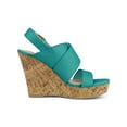 thumbnail image 3 of BLISSFUL STEP Women's Sandals Platform Heels Ankle Strap Wedges Sandals Lake Green 8, 3 of 7