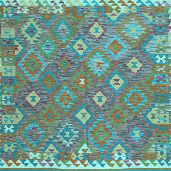 Ahgly Company Indoor Square Southwestern Light Blue Country Area Rugs, 8' Square