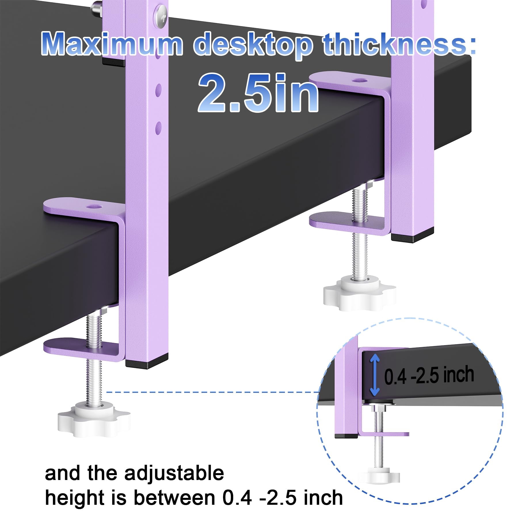 2-tier Desk Shelf  Expandable Under Storage Clamp On Desktop Accessories For Offices Study Rooms And Game (purple)