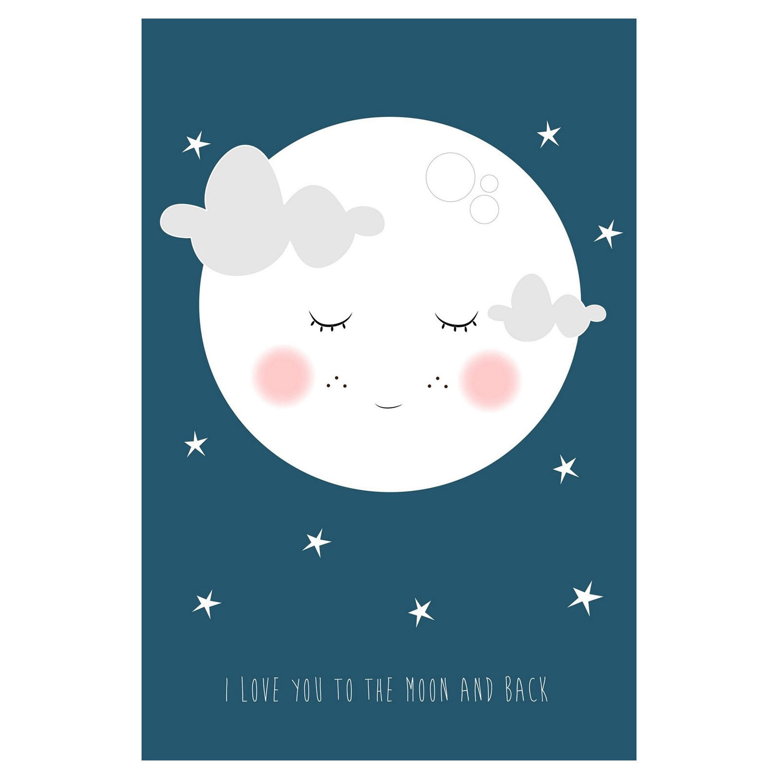 Marmont Hill "Moon Face Navy" by Karen Zukowski Painting Print on Wrapped Canvas