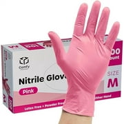 Comfy Package Nitrile Disposable Gloves Latex Free and Rubber Free, Pink, Small, 100-Pack