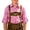 001-Pink357, variant on Big Boys Gingham Button Up Shirt Roll Sleeve Lapel Collar Long Sleeve Bavarian Top Oktoberfest Button Down Shirt