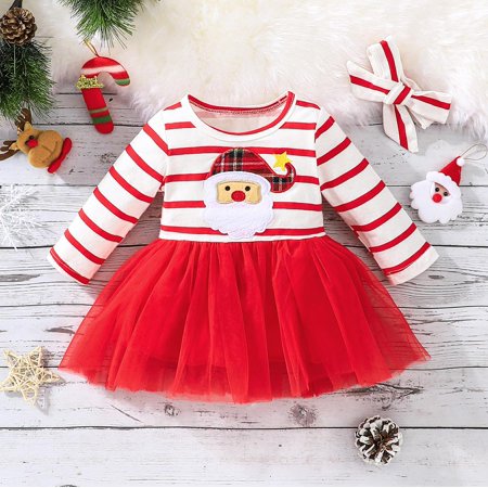 

Regular Long Sleeve Autumn Short Christmas Crew neck Girls A-Line Cartoon A-Line