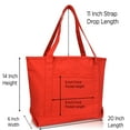 DALIX 20" Solid Color Cotton Canvas Shopping Tote Bag in Red