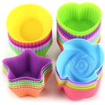 thumbnail image 1 of HSHDLDF 24 Pcs Moules à Cupcakes en Silicone, Moules Doublures Mini Gâteaux Réutilisables Antiadhésifs pour Muffins Beignes, 4 Formes, 1 of 7