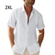 thumbnail image 4 of Sonducket Camisa de hombre Casual manga corta transpirable botón abajo Color sólido moda viajes citas camisas ropa Camisetas Blanco 2XL, 4 of 5