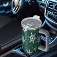 thumbnail image 6 of Green Christmas Snowflake Pattern Tumbler with Handle and Lid,40oz Double Wall Vacuum Insulated Tumbler,Cups Gift for Women and Men, 6 of 7
