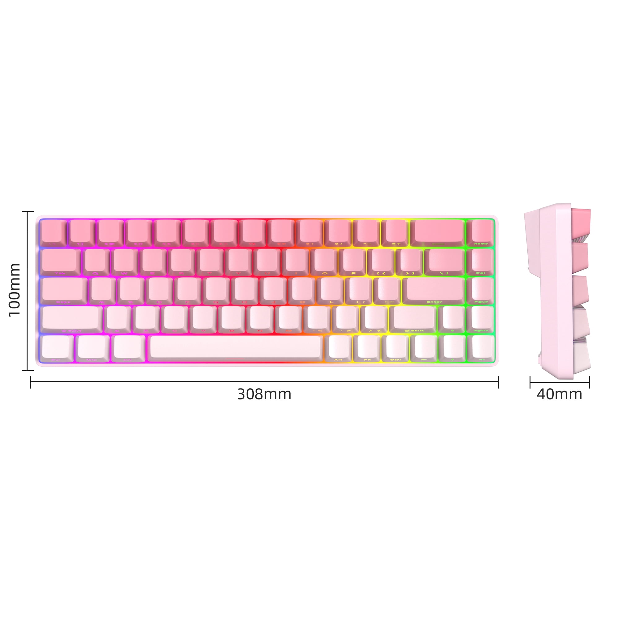 MageGee Portable 60% Mechanical Gaming Keyboard, RGB Backlit Compact 68 Keys Mini Wired Office Keyboard with Red Switches for Laptop PC Mac, Side Printed