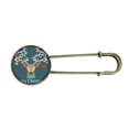thumbnail image 1 of mas Elk Crutch Bell Festival Pattern Retro Metal Brooch Pin Clip Jewelry, 1 of 3