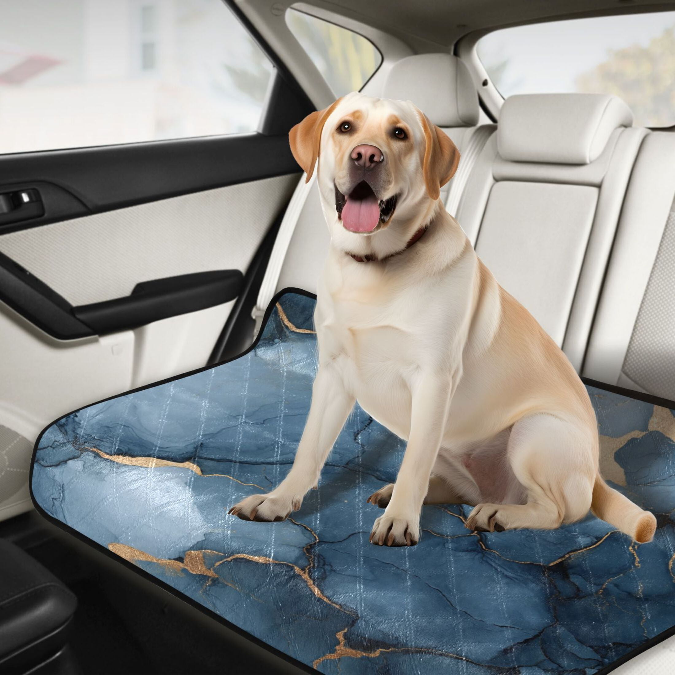 Qxltty Gilt Dark Blue Patterns Cat litter Pads Pet Set of 2 Diaper Mats Center Anti-leakage Layer Absorbent Soft and Comfortable
