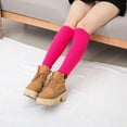 thumbnail image 2 of Womens Plain Winter Warm Leg Warmers Cable Knit Crochet High Long Socks Leggings Rose, 2 of 8