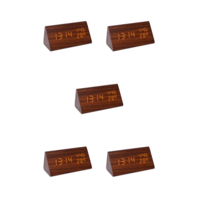 Ounissouiy Reloj de escritorio digital duradero con pantalla multifunción Despertadores digitales LED Alarma personalizada marrón Type2 NO2
