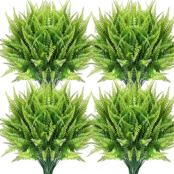 2/4/6/8/10Pcs Artificial Boston Fern Bush Green UV-Resistant Artificial Plant Bush for Home Office Garden Indoor Outdoor Decor