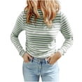 thumbnail image 1 of Blouse Décontractée à Manches Longues pour Femmes, Col Roulé Imprimé, Haut en Tricot Rayé, Tenue Basique Confortable pour l'Automne et l'Hiver, 1 of 6