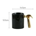 thumbnail image 2 of Electroplated Gold Hammer Handle Ceramic Mug - High-Quality Dishwasher Safe Coffee Cup Smooth Ceramic Finish, Ideal for Home Office Kitchen & cafe Use, Perfect Gift for Birthdays, 350ml, Gold, 2 of 3