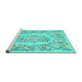 thumbnail image 2 of Ahgly Company Machine Washable Indoor Rectangle Medallion Turquoise Blue French Area Rugs, 2' x 5', 2 of 4