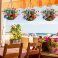 thumbnail image 6 of Artificial Hanging Basket with Flowers, Artificial Hanging Flowers in Basket for Patio Garden Porch Decor, Fake Hanging Plants for Outdoors Indoors Yard Garden Patio Home Room Porch Decorations, 6 of 7
