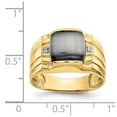 thumbnail image 3 of 10K Yellow Gold Ring Band Men's Diamond Round Onyx Cat's Eye Black, Size 7, 3 of 5