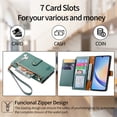 thumbnail image 5 of Feishell for Samsung Galaxy A05 Case,RFID Blocking Wallet Case for Women Men,Premium PU Leather Credit Card Holder Zipper Pocket Magnetic Buckle Flip Kickstand Phone Case with Wrist Strap,Green, 5 of 9