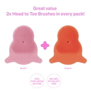 LoveNoobs Baby Cradle Cap Brush, Silicone Baby Scalp Brush, Skin Scrubber, Bath Brush, Pink and Red, 2 Pieces