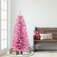 thumbnail image 2 of 4.5 ft Pre-lit Pink Tinsel Tree 160 Tips 70 UL Clear Incandescent Lights, 2 of 3