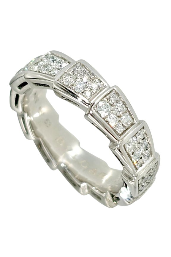 Pre-Owned Bulgari BVLGARI Serpenti Viper Ring, Diamond, Size #53, 18KWG, 7.8g, White Gold,...