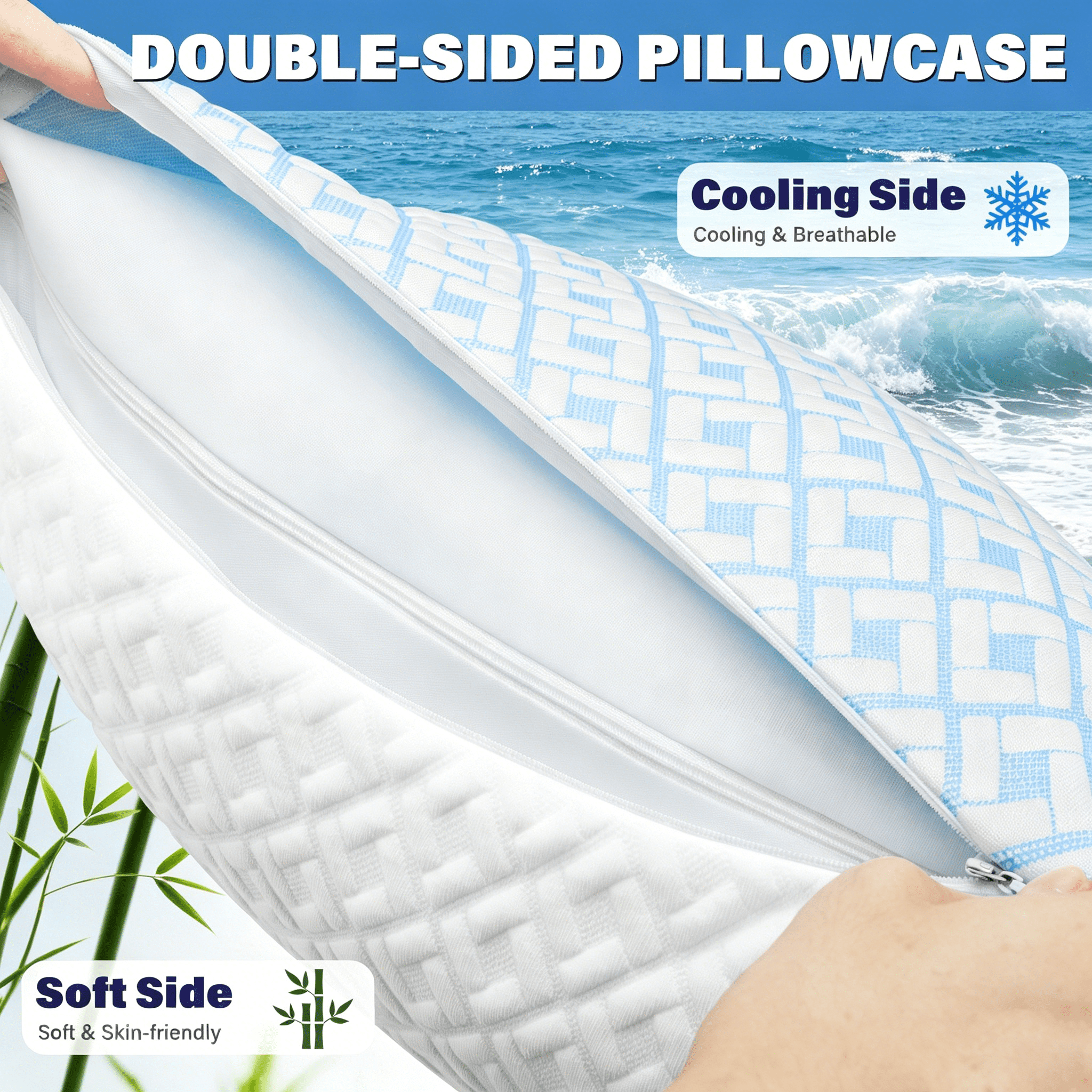 SORMAG Cooling Bed Pillows for Sleeping Shredded Memory Foam Pillows Queen Size Set of 2 Pack