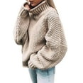thumbnail image 2 of Women's Off The Shoulder Sweater Casual Knitted Solid Long Sleeve Pullover, Elegant and Relaxed, Perfect for Parties and Seasonal Wear,Beige,L, 2 of 7
