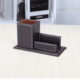 thumbnail image 5 of KINGFOM Business Card Holder, PU Leather Pen Holder Business Card Box Name Card Holder Office Supplies Organizer Desktop Organizer Brown, 5 of 8