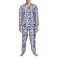 thumbnail image 3 of Sikiie Cartoon colorful cute cat Mens Pajama Set, Soft Warm Long Sleeve Sleepwear, Cozy Button-Down Pjs for Men-X-Large, 3 of 7