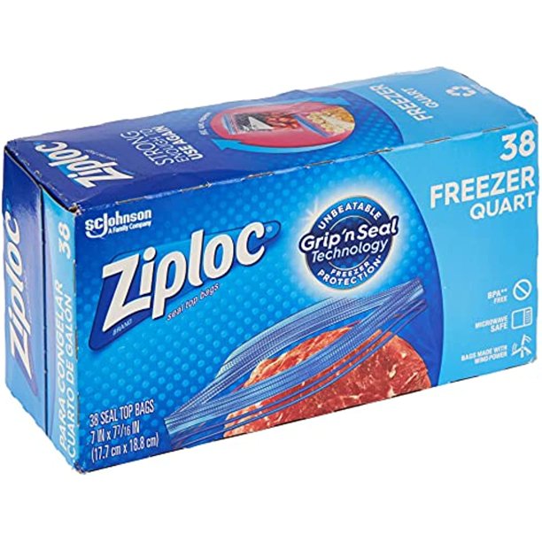 Ziploc Freezer Bags Value Pack, Quart Size, 40Pack
