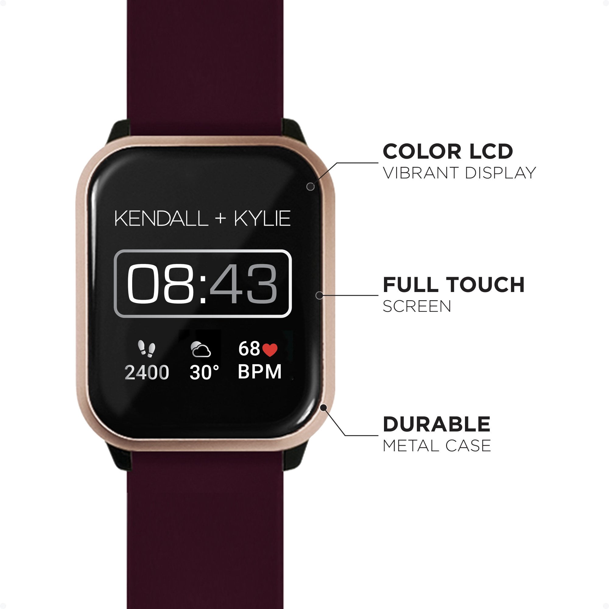 Kendall + Kylie Adult Female Smart Watch with Interchangeable Strap Merlot/Blush