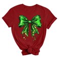 thumbnail image 4 of LEKWK Womens Graphic T Shirts Loose Fit 3/4 Sleeve Graphic Tees Casual Tops Large Green Ribbon Bow Graphic Holiday Wear, 4 of 5