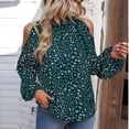 thumbnail image 6 of LEAVINGSUO Long Sleeve Shirts for Women, Fall Womens Tops Womens Summer Casual Floral Printing Round Neck Long Sleeve Off Shoulder Tops Loose Blouses, 6 of 7