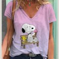 thumbnail image 3 of Camisetas estéticas con cuello en V para mujer, camisetas con estampado gráfico de Snoopy de MINISO, camisetas de manga corta Harajuku Y2k, ropa femenina, top lindo, 3 of 5